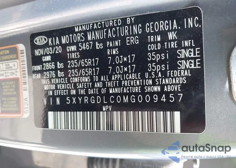 2021 Kia Sorento Lx from USA, damaged, VIN 5XYRGDLC0MG009457